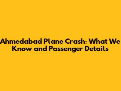 Ahmedabad Plane Crash: What We Know and Passenger Details