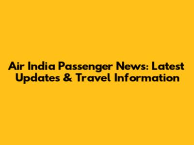 Air India Passenger News: Latest Updates & Travel Information