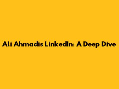 Ali Ahmadi's LinkedIn: A Deep Dive