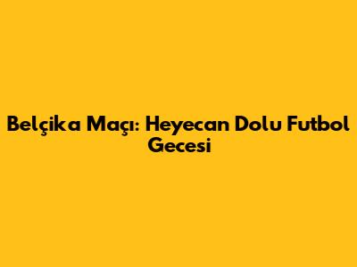Belçika Maçı: Heyecan Dolu Futbol Gecesi