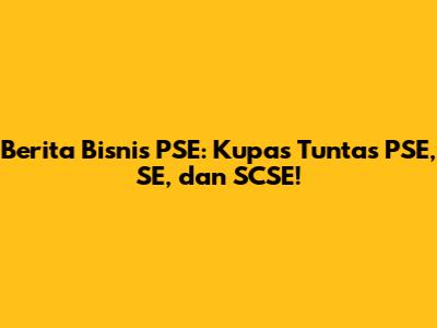 Berita Bisnis PSE: Kupas Tuntas PSE, SE, dan SCSE!