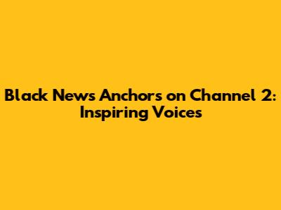 Black News Anchors on Channel 2: Inspiring Voices