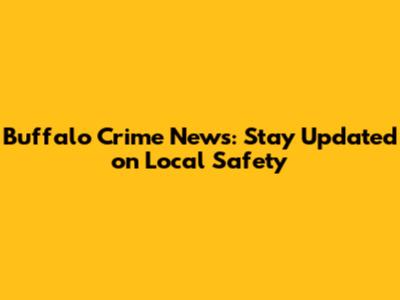 Buffalo Crime News: Stay Updated on Local Safety