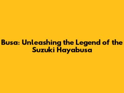 Busa: Unleashing the Legend of the Suzuki Hayabusa