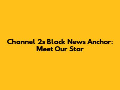 Channel 2's Black News Anchor: Meet Our Star