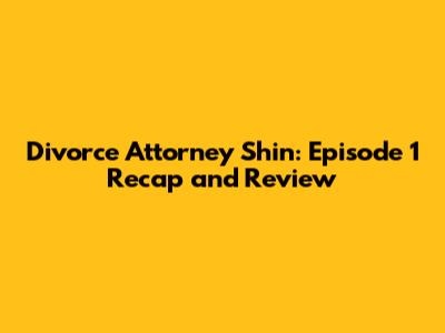 Divorce Attorney Shin: Episode 1 Recap and Review