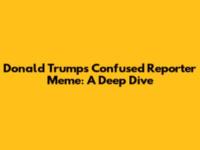 Donald Trump's 'Confused Reporter' Meme: A Deep Dive