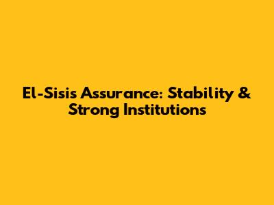 El-Sisi's Assurance: Stability & Strong Institutions