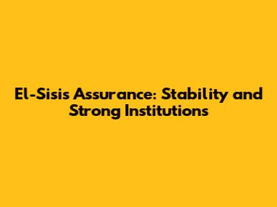 El-Sisi's Assurance: Stability and Strong Institutions