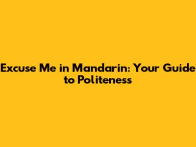 Excuse Me in Mandarin: Your Guide to Politeness