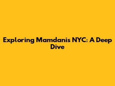 Exploring Mamdani's NYC: A Deep Dive