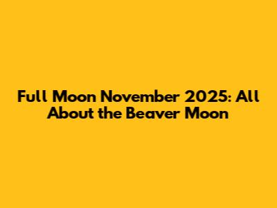 Full Moon November 2025: All About the Beaver Moon