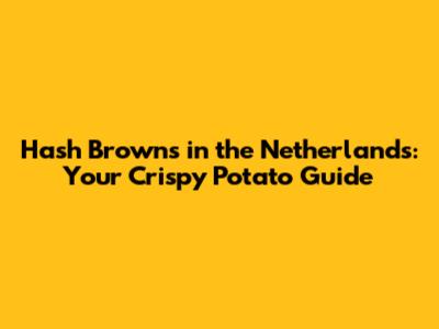 Hash Browns in the Netherlands: Your Crispy Potato Guide
