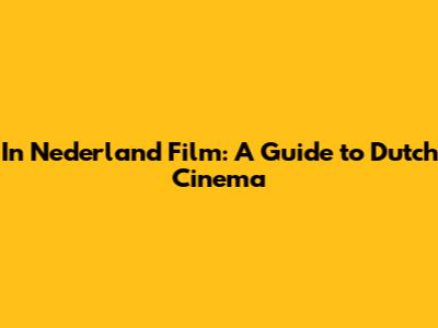 In Nederland Film: A Guide to Dutch Cinema