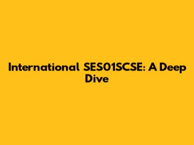 International SES01SCSE: A Deep Dive