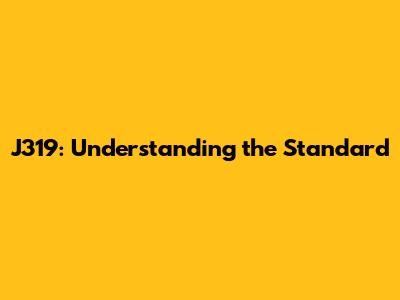 J319: Understanding the Standard