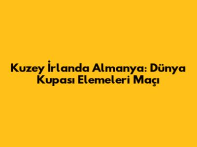 Kuzey İrlanda Almanya: Dünya Kupası Elemeleri Maçı