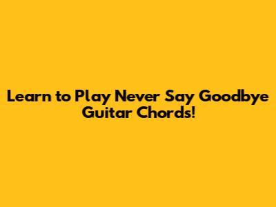 Learn to Play 'Never Say Goodbye' Guitar Chords!