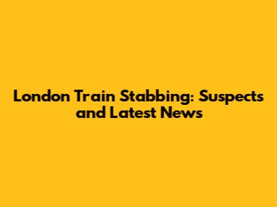 London Train Stabbing: Suspects and Latest News