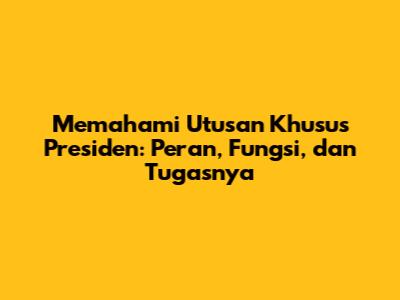 Memahami Utusan Khusus Presiden: Peran, Fungsi, dan Tugasnya
