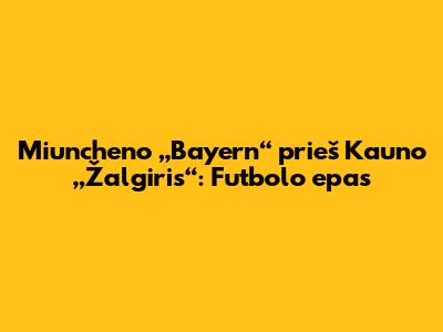 Miuncheno „Bayern“ prieš Kauno „Žalgiris“: Futbolo epas