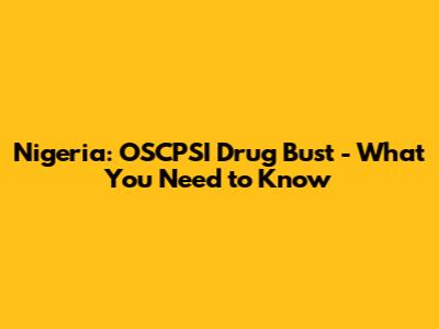 Nigeria: OSCPSI Drug Bust - What You Need to Know