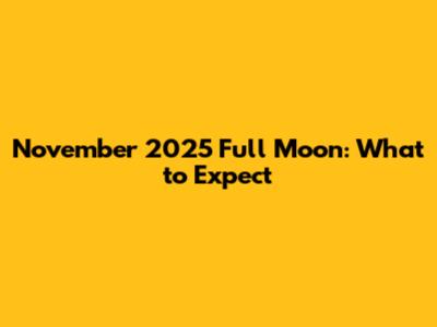 November 2025 Full Moon: What to Expect