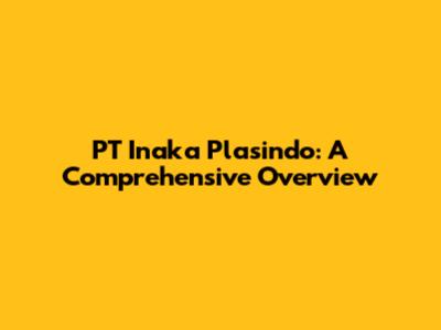 PT Inaka Plasindo: A Comprehensive Overview