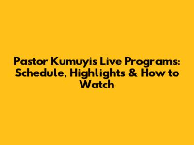 Pastor Kumuyi's Live Programs: Schedule, Highlights & How to Watch