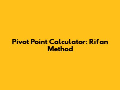 Pivot Point Calculator: Rifan Method