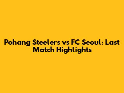 Pohang Steelers vs FC Seoul: Last Match Highlights