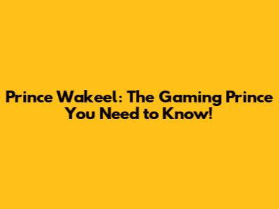Prince Wakeel: The Gaming Prince You Need to Know!