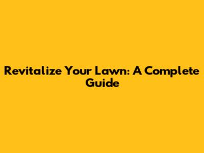 Revitalize Your Lawn: A Complete Guide