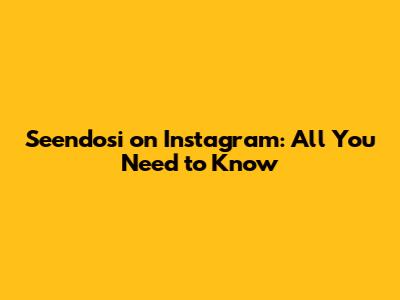 Seendosi on Instagram: All You Need to Know