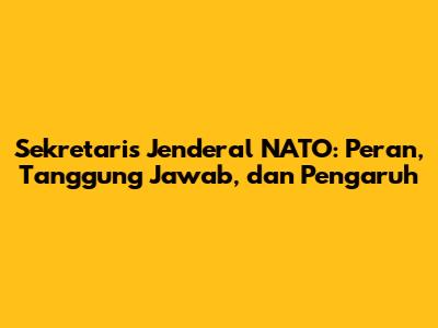 Sekretaris Jenderal NATO: Peran, Tanggung Jawab, dan Pengaruh