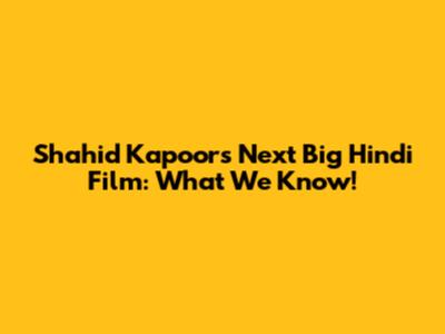 Shahid Kapoor's Next Big Hindi Film: What We Know!
