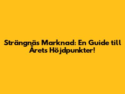 Strängnäs Marknad: En Guide till Årets Höjdpunkter!