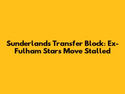 Sunderland's Transfer Block: Ex-Fulham Star's Move Stalled
