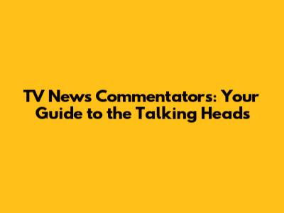 TV News Commentators: Your Guide to the Talking Heads