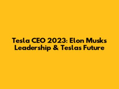 Tesla CEO 2023: Elon Musk's Leadership & Tesla's Future