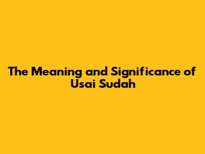 The Meaning and Significance of "Usai Sudah"