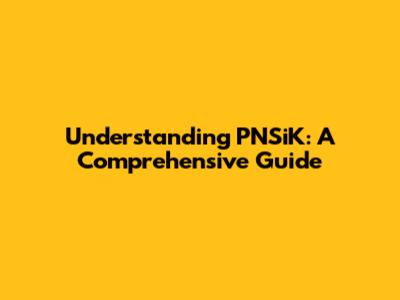 Understanding PNSiK: A Comprehensive Guide