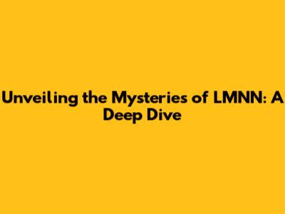Unveiling the Mysteries of LMNN: A Deep Dive