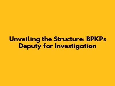 Unveiling the Structure: BPKP's Deputy for Investigation